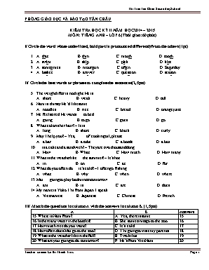 Đề kiểm tra môn Tiếng Anh Lớp 6 học kỳ II năm học 2014-2015 - Lê Thị Thanh Trúc - Phòng GD & ĐT Tân Châu