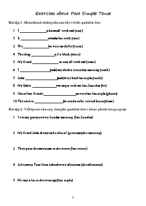 Bài tập môn Tiếng Anh Lớp 7 - Chia động từ th