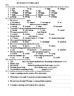 Bộ đề kiểm tra học kỳ II môn Tiếng Anh Lớp 8 (Có đáp án)