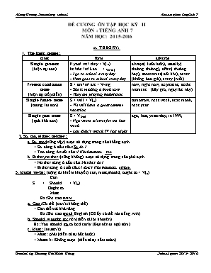 Đề cương ôn tập môn Tiếng Anh Lớp 7 học kỳ II năm học 2015-2016 - Hoàng Thị Bích Thủy