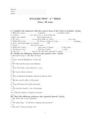 Đề kiểm tra học kỳ II môn Anh Văn lớp 8