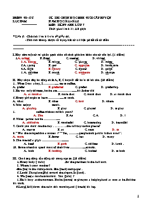 Đề thi chọn học sinh giỏi cấp Huyện môn Tiếng Anh Lớp 7 năm học 2011-2012 - Phòng GD & ĐT Lục Nam