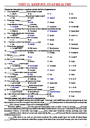 Tổng hợp bài tập Unit 11 môn Tiếng Anh Lớp 7 (Có đáp án)