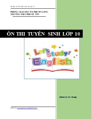 20 Chuyên đề ôn thi tuyển sinh lớp 10 môn Tiếng Anh - Trường THCS Phước Tín