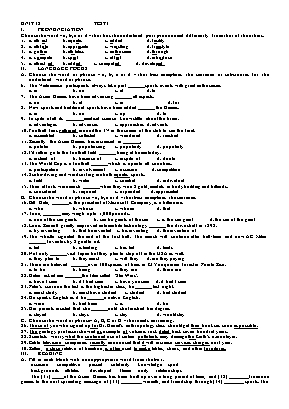 Bài luyện tập Unit 12 môn Tiếng Anh Lớp 11 năm học 2015-2016