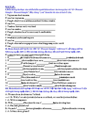 Bài tập ôn tập về câu điều kiện loại 1 môn Tiếng Anh Lớp 8