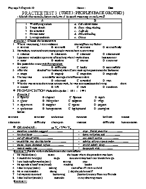 Bài tập phụ đạo môn Tiếng Anh Lớp 10 năm học 2015-2016 - Unit 3: People's back ground