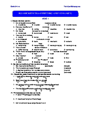 Bộ 10 đề kiểm tra một tiết môn Anh Văn học kỳ II Lớp 8