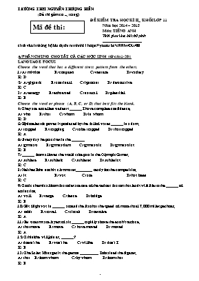 Đề kiểm tra môn Tiếng Anh Khối 11 học kỳ II năm học 2014-2015 - Trường THPT Nguyễn Thượng Hiền