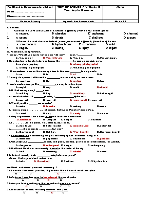 Đề kiểm tra môn Tiếng Anh Lớp 10 học kỳ II - Mã đề 02 - Trường Trung học phổ thông Yên Khánh A