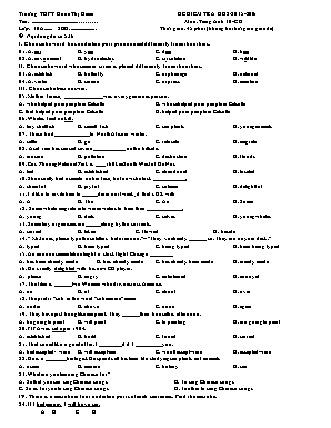 Đề kiểm tra môn Tiếng Anh Lớp 10 học kỳ II năm học 2015-2016 - Trường THPT Đoàn Thị Điểm