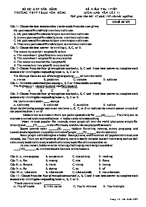 Đề kiểm tra một tiết môn Anh Văn Lớp 11 - Mã đề 209 - Trường THPT Phạm Văn Đồng