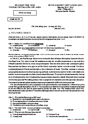 Đề thi khảo sát chất lượng môn Tiếng Anh Lớp 11 - Năm học 2014-2015 - Mã đề 209 - Trường THPT Nguyễn Viết Xuân