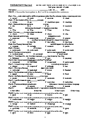 Đề thi môn Tiếng Anh Lớp 10 học kỳ II năm học 2015-2016 - Đề số 137 - Trường Trung học phổ thông Trại Cau