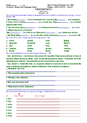Luyện tập môn Tiếng Anh Lớp 6 năm học 2006-2007 - Trung tâm Ngoại ngữ Đặng Tuấn