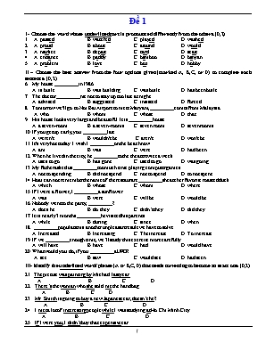 Tổng hợp 10 đề ôn thi vào lớp 10 môn Tiếng Anh (Kèm đáp án)