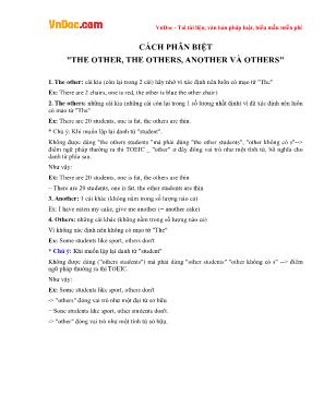 Tài liệu và bài tập môn Tiếng Anh Lớp 12 - Cách phân biệt "The other, the others, another và others"