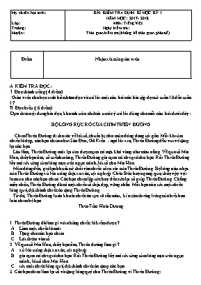 Bài kiểm tra định kì học kỳ I môn Tiếng Việt Lớp 3 - Năm học: 2017-2018