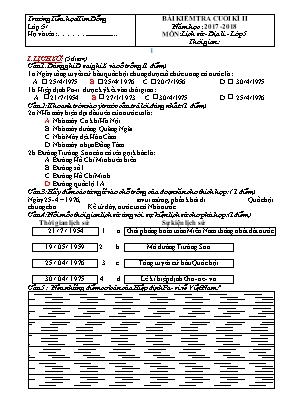 Bài kiểm tra cuối kì II môn Lịch Sử & Địa lí