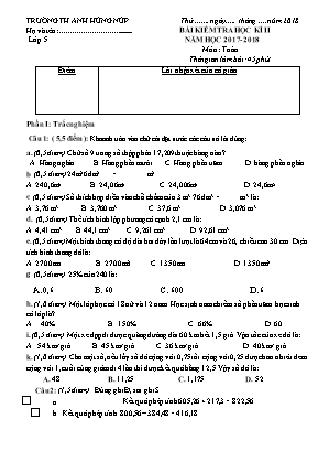 Bài kiểm tra học kì II môn Toán Khối 5 - Năm học 2017-2018