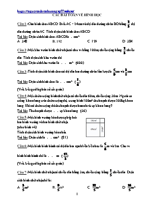 Các bài toán về hình học môn Toán Lớp 4