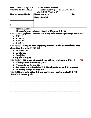 Đề kiểm tra cuối kì 1 môn Lịch Sử và Địa lí Lớp 5 -  Năm học 2018 – 2019