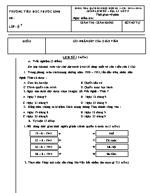 Đề kiểm tra định kì cuối học kì 1 môn Lịch Sử