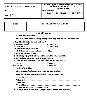 Đề kiểm tra định kì cuối học kì II môn Lịch sử-Địa lí Lớp 5 - Năm học 2015-2016