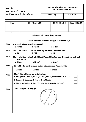 Đề kiểm tra định kỳ cuối năm học môn Toán Lớp