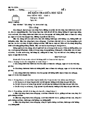 Đề kiểm tra giữa học kì II môn Tiếng Việt Khối 4