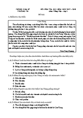 Đề kiểm tra học kỳ I môn Tiếng Việt Lớp 3 - N