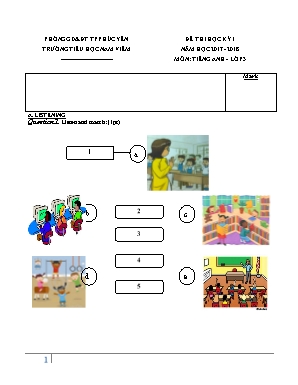 Đề thi học kỳ 1 môn Tiếng Anh Lớp 3 - Năm học: 2017-2018