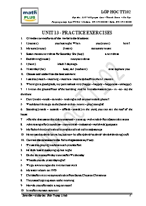 Bài luyện tập môn Tiếng Anh Lớp 8 - Unit 13: Practice exercises