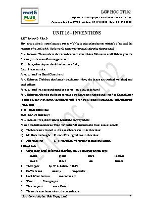Bài tập môn Tiếng Anh Lớp 8 - Unit 16: Inventions - Đào Trọng Linh