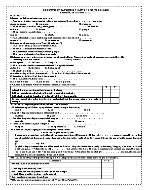 Đề cương ôn tập học kỳ 1 môn Tiếng Anh 8 - Năm học 2018-2019 - Chương trình thí điểm