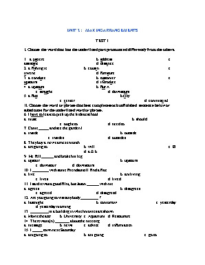 Đề cương ôn thi môn Tiếng Anh Lớp 8 - Unit 2: Making arrangements