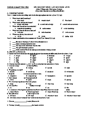 Đề khảo sát năng lực học sinh lớp 8 môn Tiếng Anh (Có đáp án)