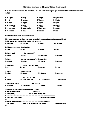 Đề kiểm tra học kì II môn Tiếng Anh 6