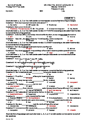 Đề kiểm tra học kì môn Tiếng Anh 10 - Năm học 2018-2019 - Trường THPT Vạn Xuân - Mã đề 123