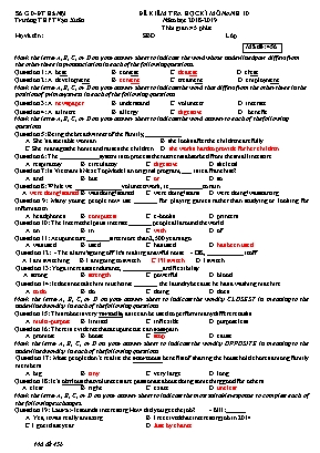 Đề kiểm tra học kì môn Tiếng Anh 10 - Năm học 2018-2019 - Trường THPT Vạn Xuân - Mã đề 456