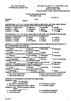 Đề kiểm tra học kỳ I môn tiếng Anh Khối 11 (sách mới) - Năm học 2017-2018