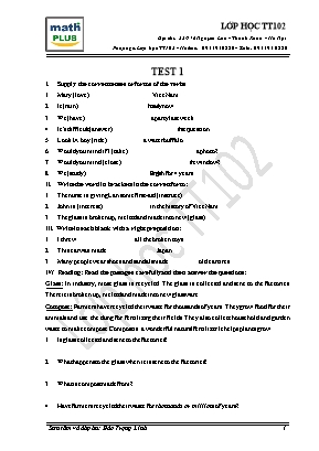 Đề kiểm tra số 1 môn Tiếng Anh 8 - Đào Trọng Linh - Đề A