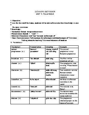 Đề ôn luyện môn Tiếng Anh Lớp 6 - Unit 7: Television