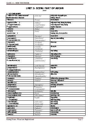 Đề ôn tập môn Tiếng Anh Lớp 11 - Unit 5: Being part of asean