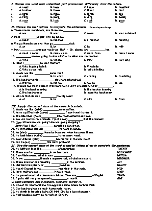 Đề ôn thi môn Tiếng Anh 6