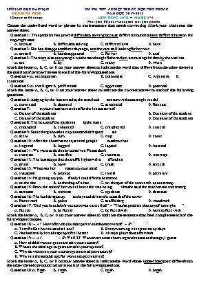 Đề ôn thi tốt nghiệp Trung học Phổ thông môn Tiếng Anh - Năm học 2017-2018 - Mã đề 574