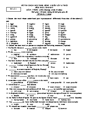 Đề thi chọn học sinh năng khiếu lớp 6 môn Tiếng Anh (Chương trình 10 năm)- Năm học 2016-2017