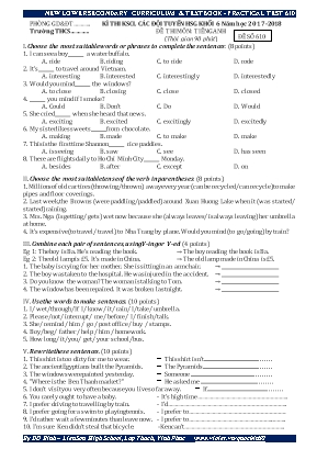 Đề thi khảo sát chất lượng các đội tuyển học sinh giỏi môn Tiếng Anh Khối 6 - Năm học 2017-2018 - Đề số 610