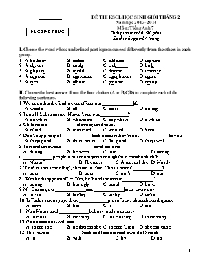 Đề thi khảo sát chất lượng học sinh giỏi thán