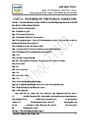 Luyện tập tổng hợp môn Tiếng Anh Lớp 8 - Unit 14: Wonders of the world-exercises